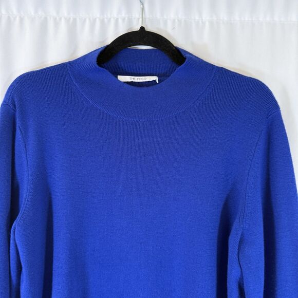 The Fold Sweater Women's Large Blue Knit 100% Merino Wool Long Sleeve Pullover - Picture 2 of 10